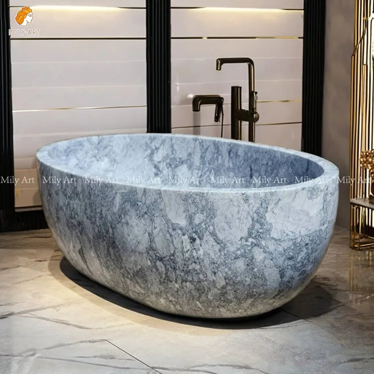 Custom Grey Stone Round Marble Natural Graphic Design Modern Freestanding Bath Tub Bathtub for Sale