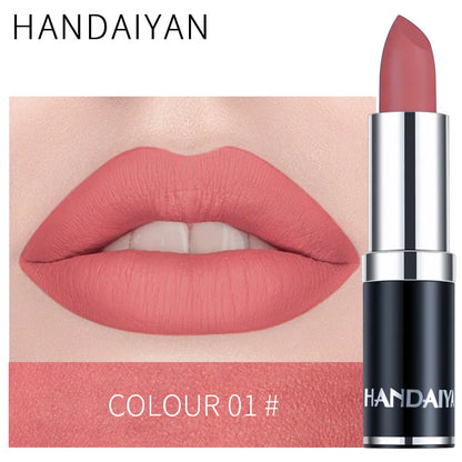 Handaiyan Sexy Nude Red Brown Purple Lipgloss Matte Lip Gloss Velvety Lipstick Matte Waterproof Makeup Long Lasting...