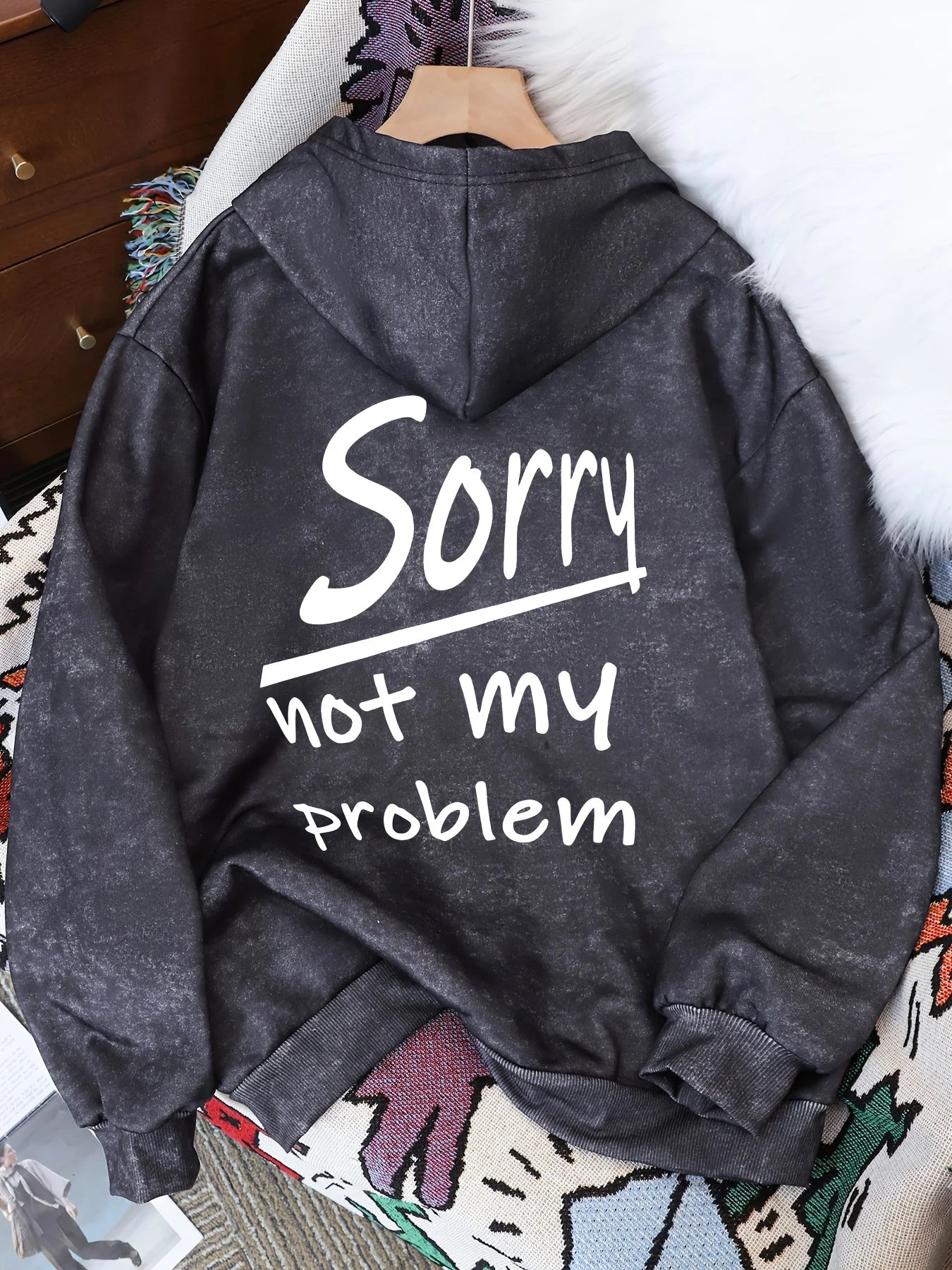 Basic Polyester Hoodie Alphabet Print 100_ Polyester Women Autumn and winter  Comfortable Pullover Crewneck Loose Female Clothes