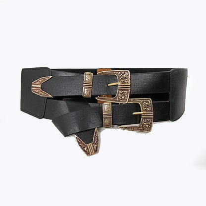 Female Waist Gothic Elastic Corset Belt Female Stretch Cummerbunds High Quality Luxury Designer Black Punk Wide Belts...