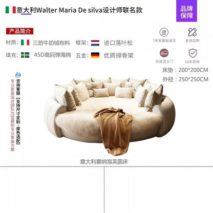 Designer Girls Modern Beds 200×180cm Luxury Italian King Size Bedroom Bed Double Loft Round Adults Cama Matrimonial...