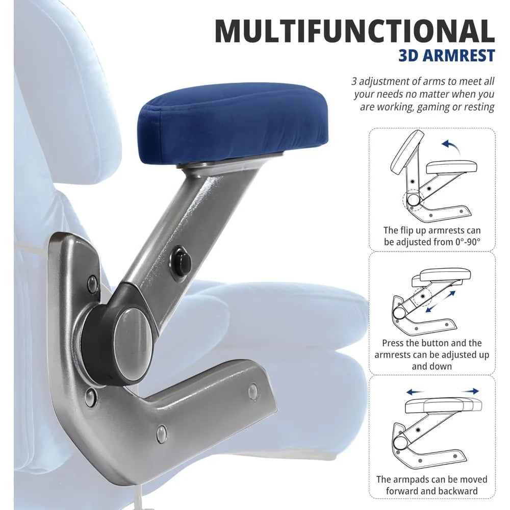 700lbs Big and Tall Office Chair-Large Computer Chair with Adjustable Lumbar Support 3D Flip Arms Plus Size Wheels,