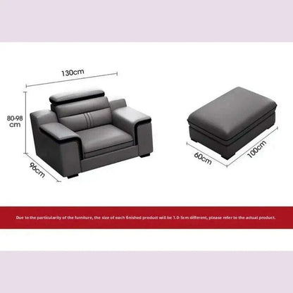 Large Apartment Chaise Leather Sofa Combination Set Modern Light Luxury Living Room Sofas Creative Office Comfortable Large Sofa