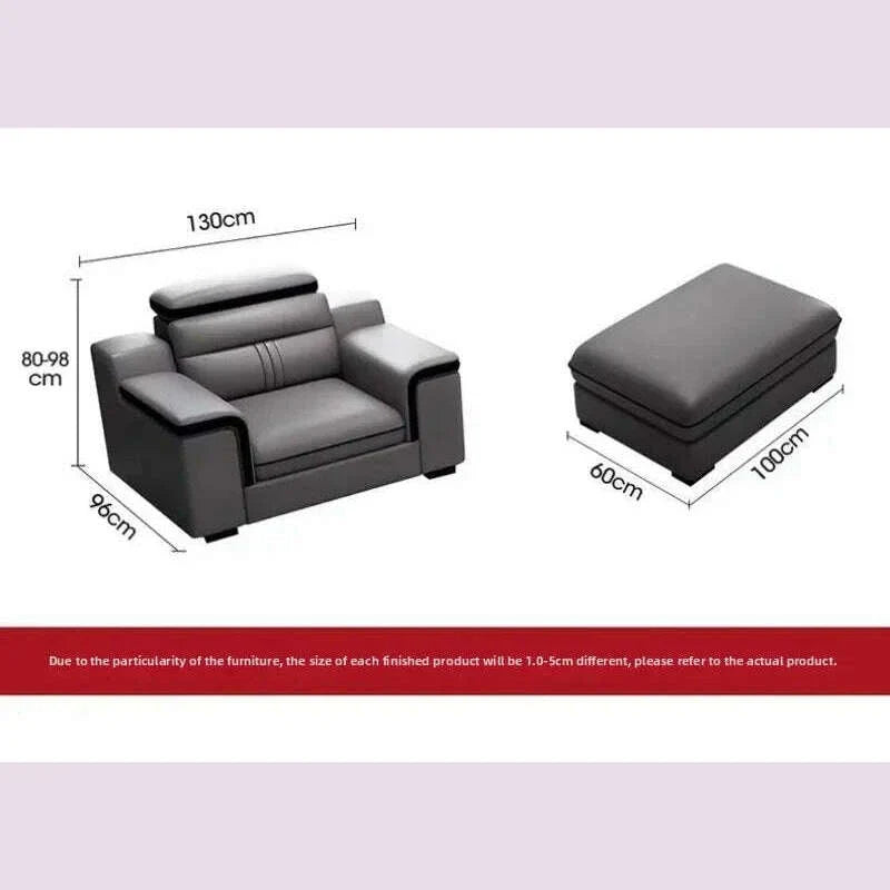 Large Apartment Chaise Leather Sofa Combination Set Modern Light Luxury Living Room Sofas Creative Office Comfortable Large Sofa