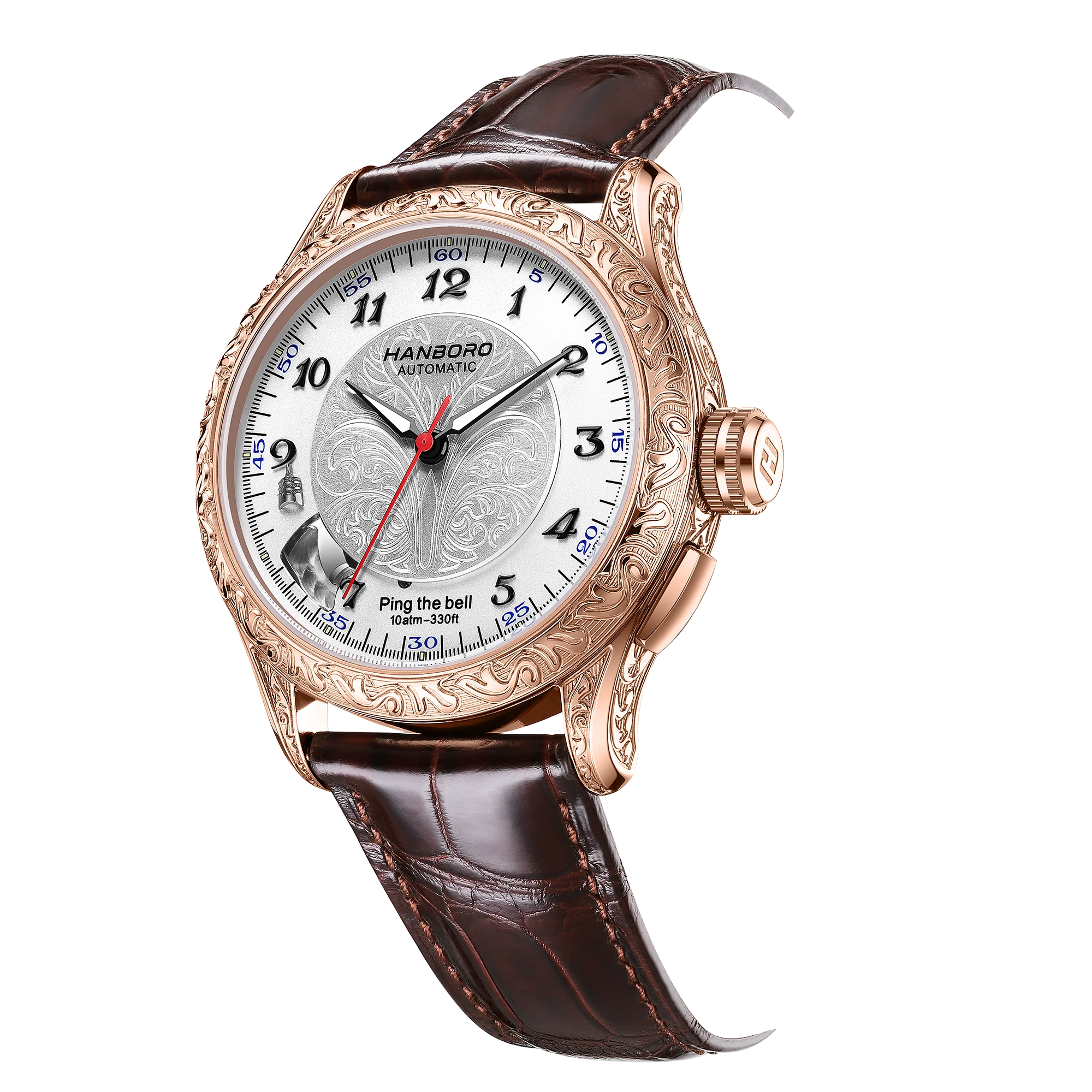 HANBORO Mechanical Alarm Watch Men Automatic Ping Bell Hourly Chime Luxury 100M Waterproof Sapphire Steel Business...