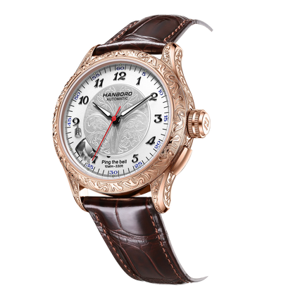 HANBORO Mechanical Alarm Watch Men Automatic Ping Bell Hourly Chime Luxury 100M Waterproof Sapphire Steel Business...