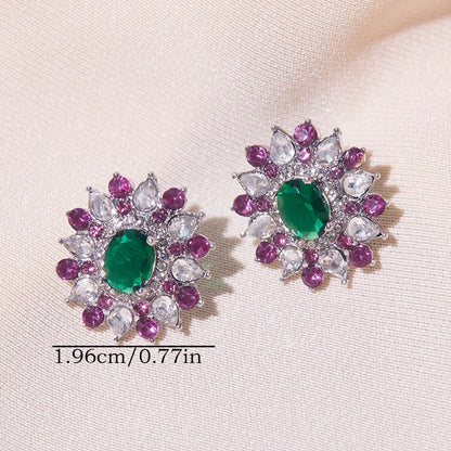 Luxurious Sweet Full Zircon Sparkling Stud Earrings for Women Fashion Flower Wedding Trendy Jewelry Party Gift...