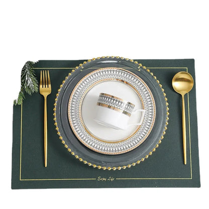 European Ceramic Steak Plates Household Tableware Golden Bead Ceramic Plates Western Food Plate Banquet Dessert Plates Kitchen