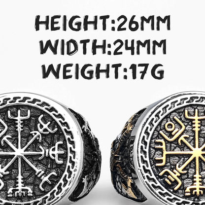Viking Pirate Ax Retro Totem Stainless Steel Mens Rings Punk Trendy for Male Boyfriend Biker Jewelry Creativity Gift Wholesale