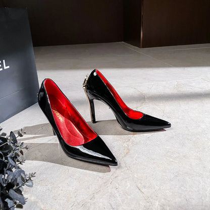 Luxury Designer Women Shoes Exquisite Metal Decoration Pointed Tip High Heels for Woman Elegant French Casual Shoe Zapatos Mujer - Kimlud