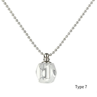 Hollow Bottle Necklace Perfume Jar Pendant Lucky Charm Ash Locket Essential Oil Chain Openable Necklace Clear Crystal Jewelry