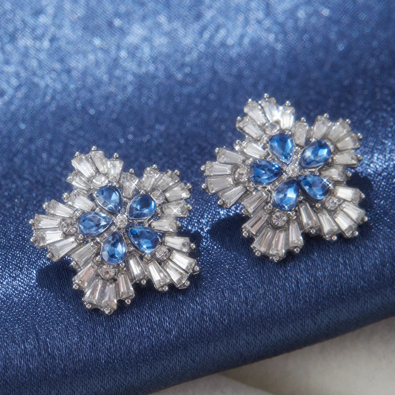 Gorgeous Blue Cubic Zirconia Stud Earrings Engagement Wedding Party Accessories for Women Blue Earrings Fashion Jewelry...
