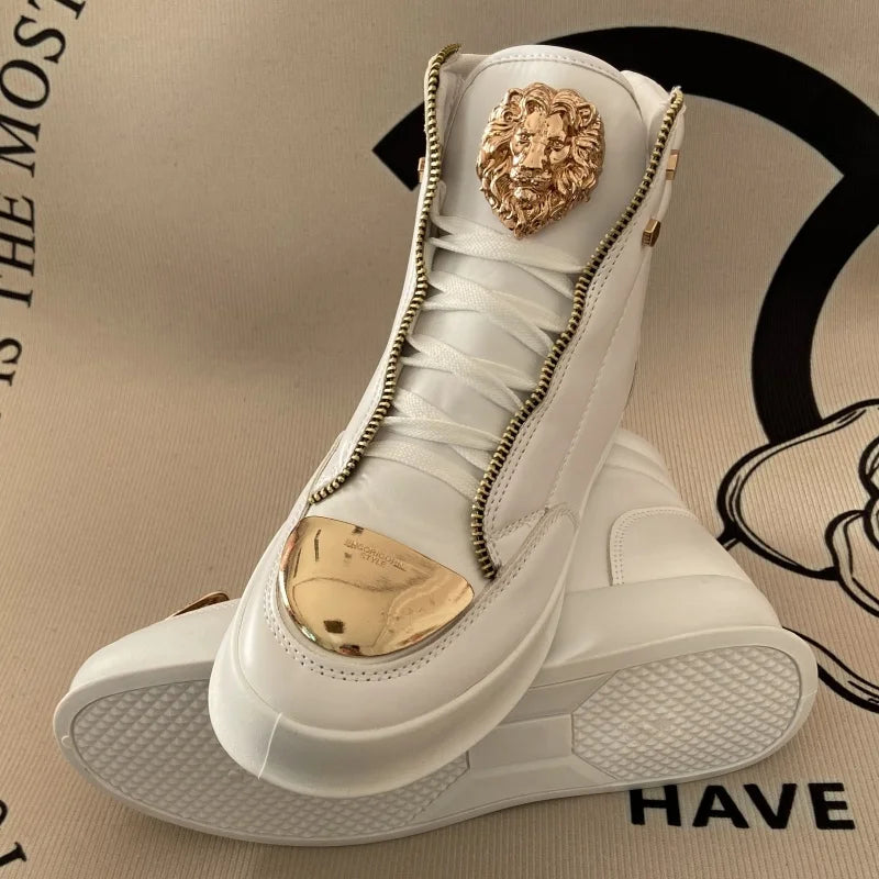 original shoes brand high top casual shoes for man zip decoration casual sneakers mens ankle boots sports hip-hop running shoes - Kimlud