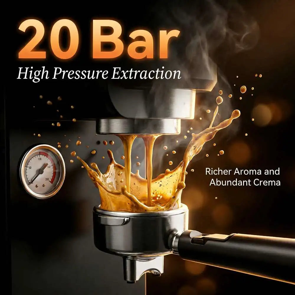 Automatic Espresso Coffee Machine 20Bar Milk Frother Touch Screen Pre-Infusion Latte Cappuccino Maker 6 Modes | Kimlud...