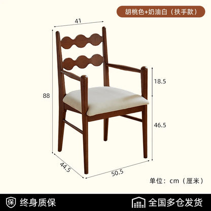 Solid Wood Dining Chair Household French Makeup Soft Bag Armrest Chair Light Luxury Balcony Backrest Silla Comedor...