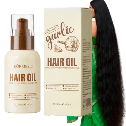 Garlic Hair Growth Essential Oil 100ML Effective In Repair Damaged Hair Roots Baldness Hair Loss Fast Thick Hair Care For Unisex - Kimlud