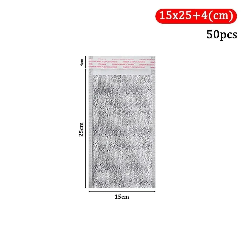 50Pcs/Pack Ice Cold Warm Aluminum Foil Bag Food Thermal Drink Storage Insulation Bag Delivery Carrier with Closure Cooler Bag