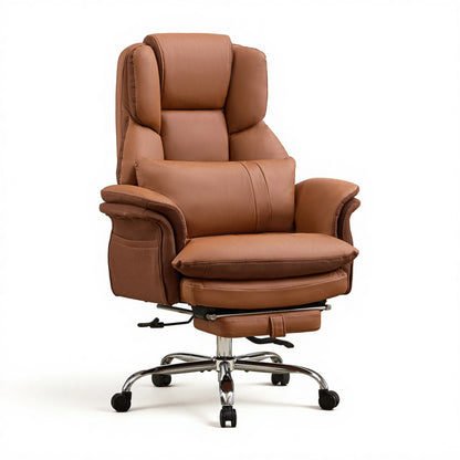 TCGBKAF Big and Tall Office Chair Executive Chair Brown PU Leather Criss Cross Chair with Adjustable Backrest and Flip...