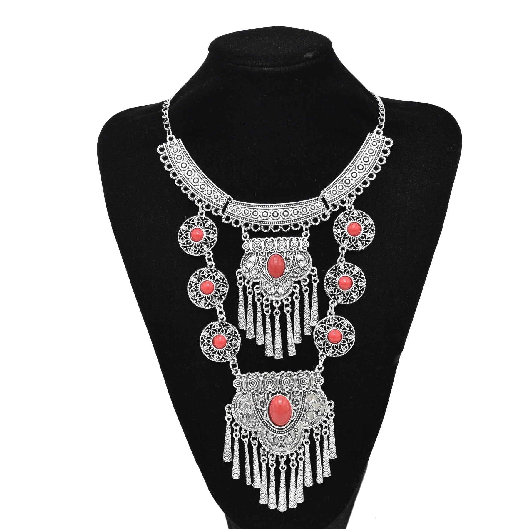 Gypsy Boehmian Hippie Collar Necklaces for Women Big Chunky Tibetan Silver Metal Necklace Festival Turkish Party Jewelry...