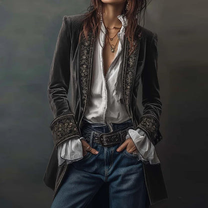 New V Neck Patchwork Elegant Chic Jackets, Women Spring Autumn Long Sleeve Fashion Coat, Casual Simple Ladies Cardigan Outerwear