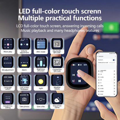 Siindoo JH-ANC930Plus Active Noise Cancelling Headphones, Hybrid Wireless Headphone With Multi Magnetic Touch Control LED Screen