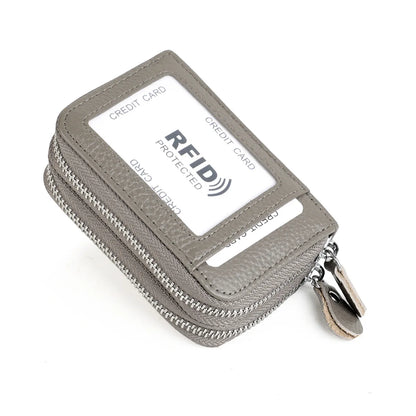RFID Blocking Fashion Women Card Holder Genuine Leather Double Zipper Large Capacity Female Wallet Purse | Kimlud Mid...