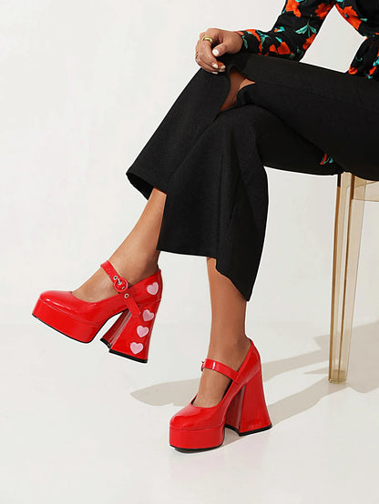 High Heeled Mary Jane Shoes Women's Straight Strap Thick Single Order Shoes 2025 New Retro Girls' Leather Shoes | Kimlud...
