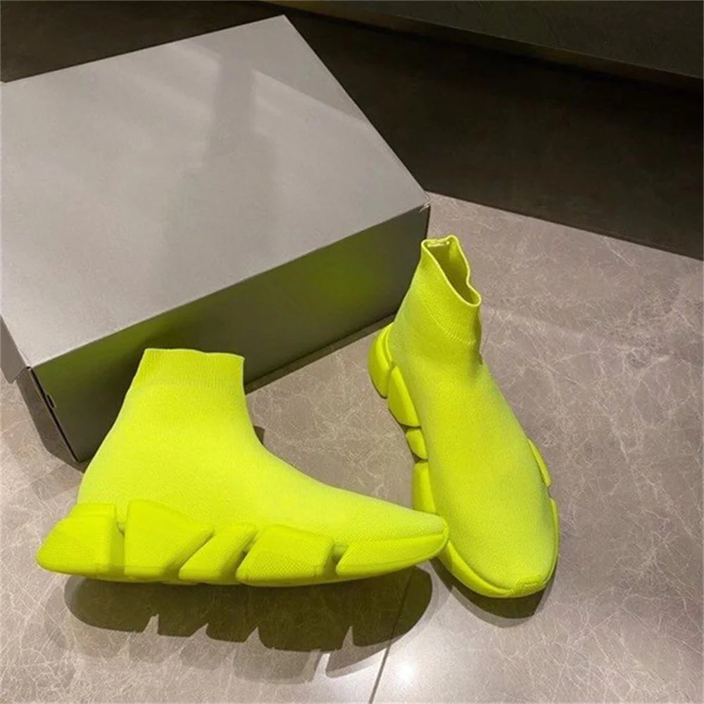 Hot Black High Top Women Socks Shoes Sneakers Breathable Couples Casual Sports Shoes Comfy Platform Sock Sneakers Men - Kimlud