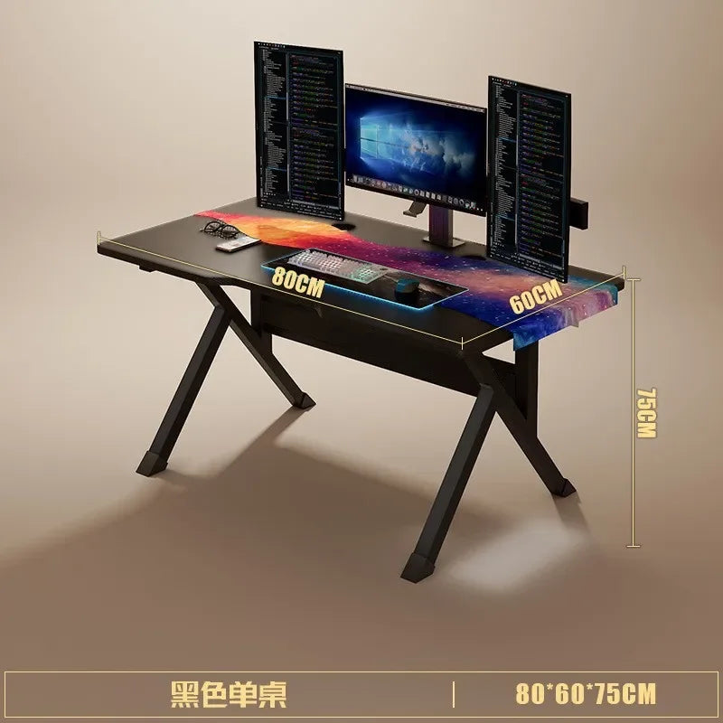 Ergonomic Large Gaming Desk, K-Shaped Gaming Table, PC Gaming Workstation Home Office Desks, Space-Saving, Easy to Assemble