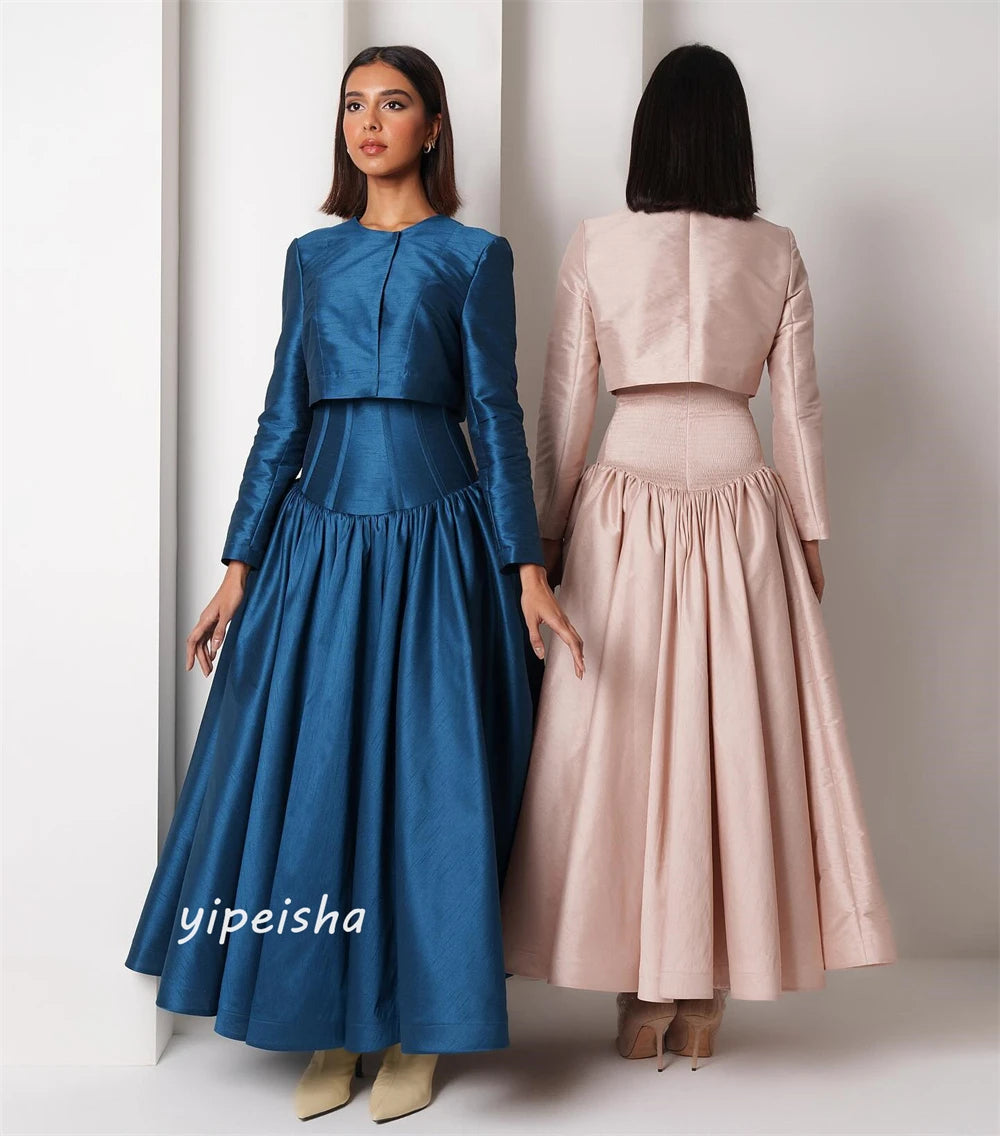 Customized Jiayigong s Draped Wedding Party A-line O-Neck Bespoke Occasion Gown Midi es | Kimlud Luxury Dress