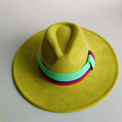 Grayish Brown Suede Hat Wide Brim 2026 NEW Fedora Hat Men Women Autumn Winter Felt Hats Classic Church Fedoras Chapeau...