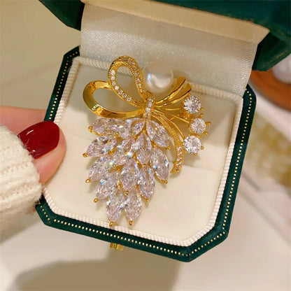 1pc Chic Ribbon Bow Brooch for Men Women Fashion Luxury Rhinestone Bowknot Brooches Pins Jewelry Accessories Party Gifts...