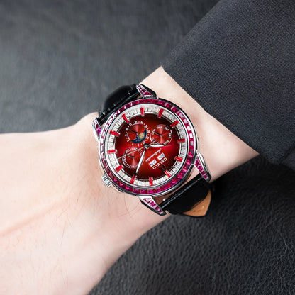 OBLVLO Men's Fashion Automatic Watch Colorful Zircon Moonphase Mechanical Multifunctional Black Leather Strap Timepiece...