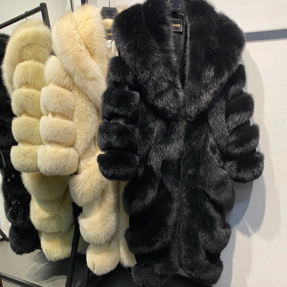 YOLOAgain Real Fox Fur Jacket For Women Luxury Natural Fox Fur Coat Winter Outerwear