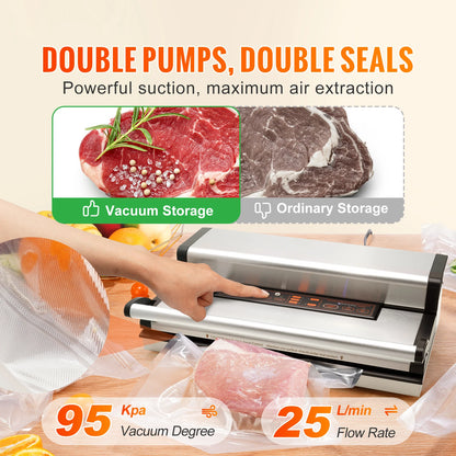 SucceBuy Commercial Vacuum Sealer Machine Multifunction Automatic Food Packaging with Bag Roll Storage Cutter for Home Kitchen - Kimlud