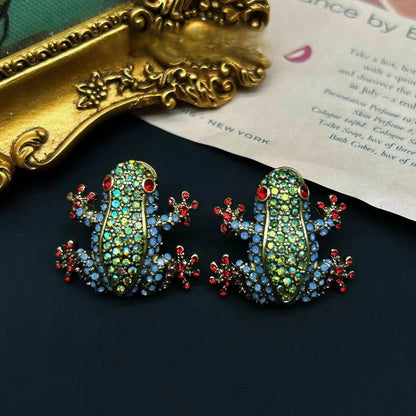 European And American Style Retro Elegant Tassel Inlaid Zircon Frog Shaped Necklace Earring Set Fashionable Women'S Jewelry