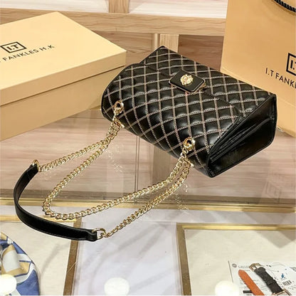 High end diamond grid chain small square bag for women 2025 new spring and summer single shoulder diagonal cross armpit...