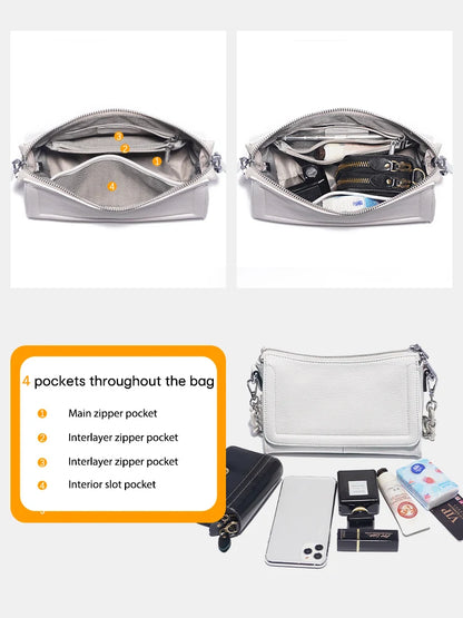 Zency Acrylic Chain Handbag Soft Leather Top-Handle Women's Luxury Small Underarm Crossbody Bag White Fashion Shoulder |...