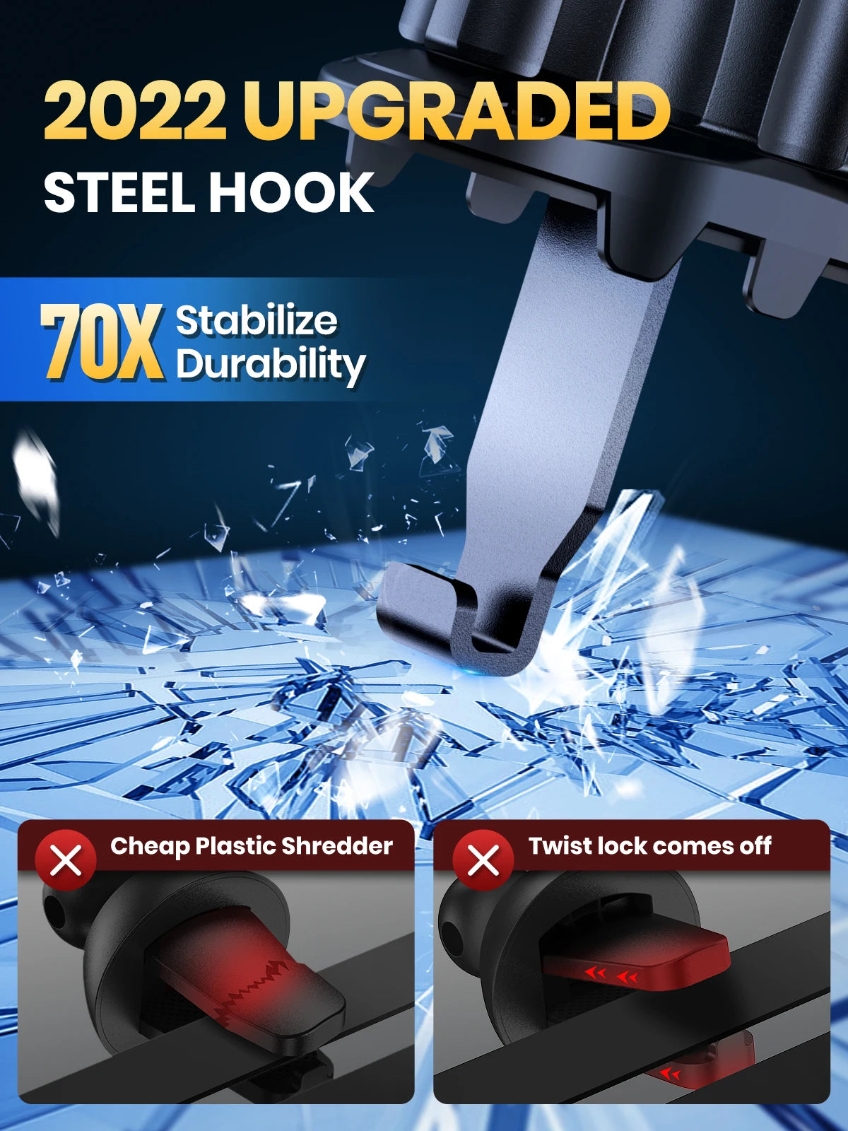 TOPK D36-G Universal Car Phone Holder with Hook Clip Air Vent Car Mount 360° Rotation Universal Mobile Phone Mount for...