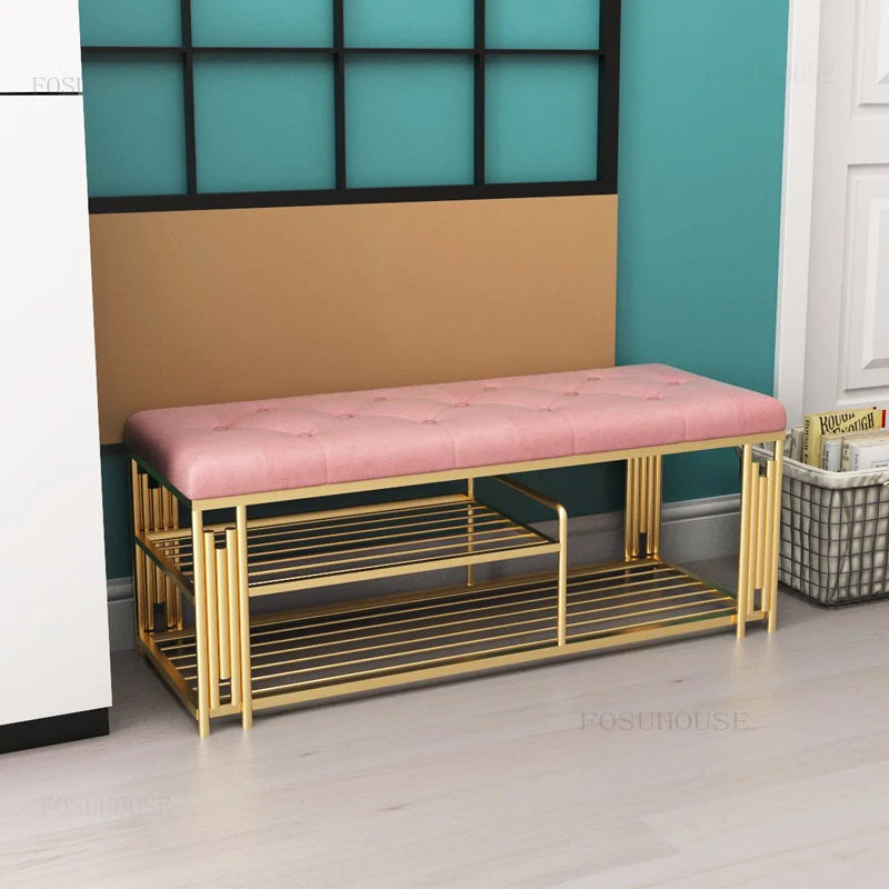 Fashion Cloakroom Hotel Shoe Changing Stools Light Luxury Living Room Storage Ottomans Creative Household Furniture Shoe Shelf T - Kimlud