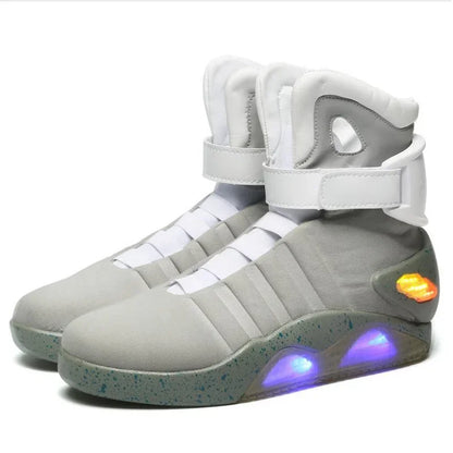 Children Basketball Shoes Boy USB Charging Led Luminous Shoes Adult Light Up Casual Men Back To The Future Glowing Sneaker 36-46