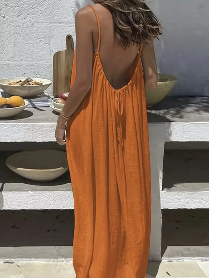 Women's Slip Dress, 2026 New Arrival, Backless Loose Design, Coat-Like Loungewear, Skin-Friendly Breathable Lazy Style,...