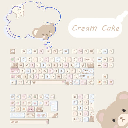 MOA Profile PBT Key caps White Milky Way Five Sided Dye Sublimation Keycaps for Cherry Gateron MX Switches Mechanical Keyboard