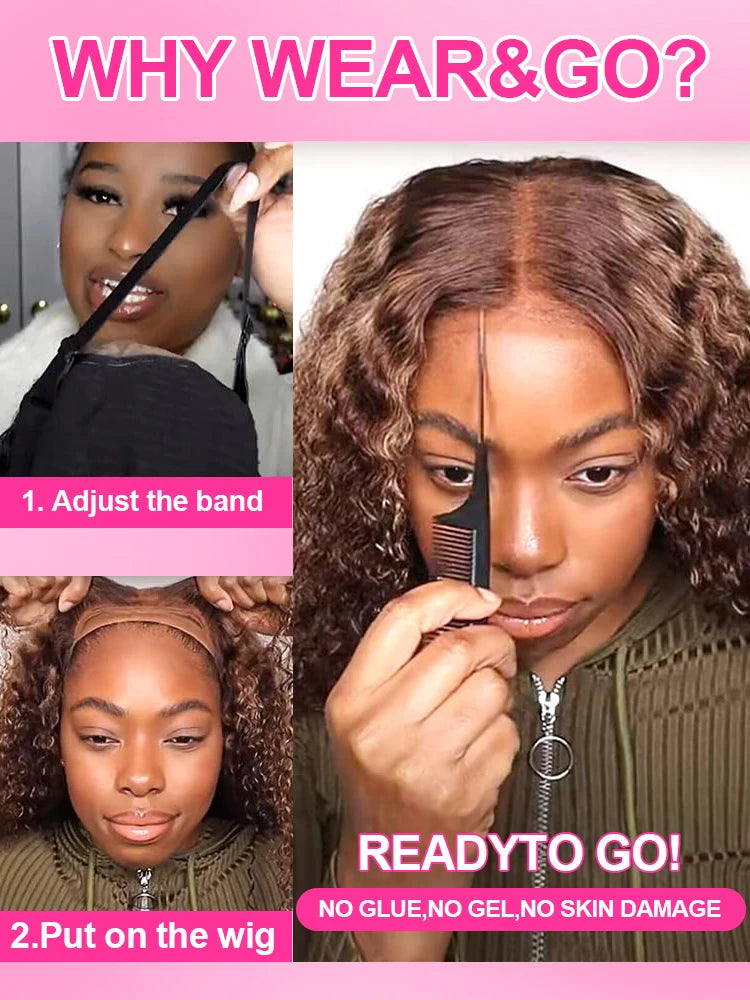 Vietnamese Curly Wigs Highlight Ombre Wear and Go Glueless Wig Human Hair Deep Wave Frontal Wigs 13x4 13x6 HD Lace Frontal Wigs