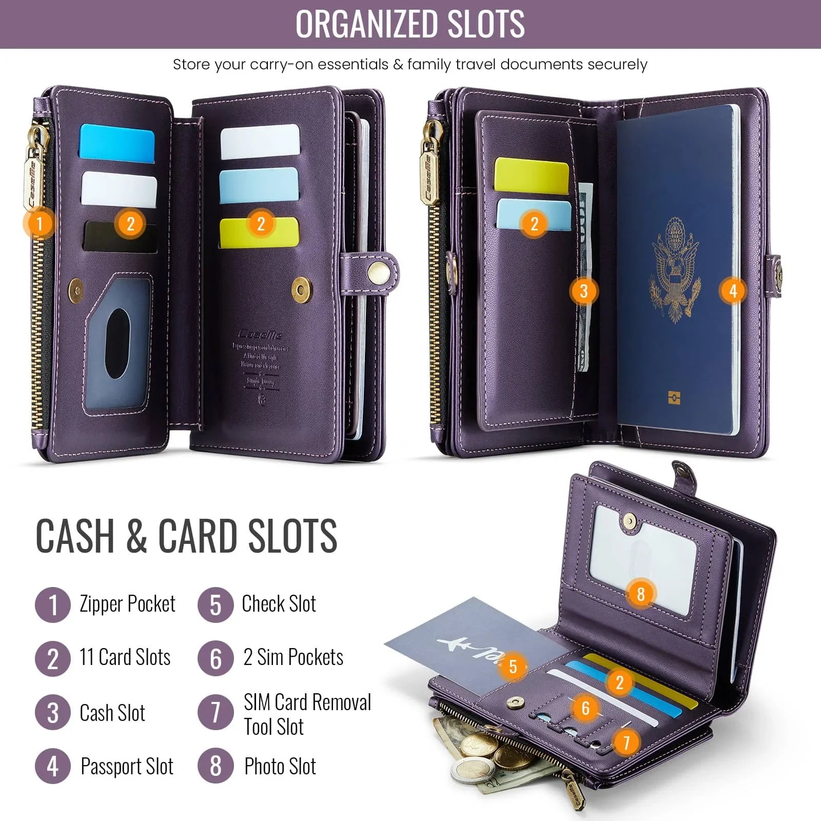 Passport Holder for Travel, Passport Case Wallet With Strap Wristlet and Zipper Wallet for Men Women Gold | Kimlud Mid...