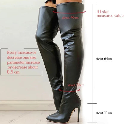 Black Sexy Over The Knee Boots for Women High Heels Shoes Ladies Thigh High Boots 2025 Winter Big Size Long Boots Female Shoes