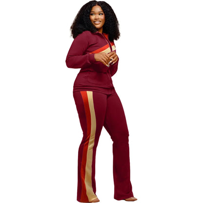 Women Fall Clothes 2025 Slim Zippered V-neck Jacket Trousers Tight Sports Long Sleeves Suit Conjuntos De Mujer 2 Piezas Elegante