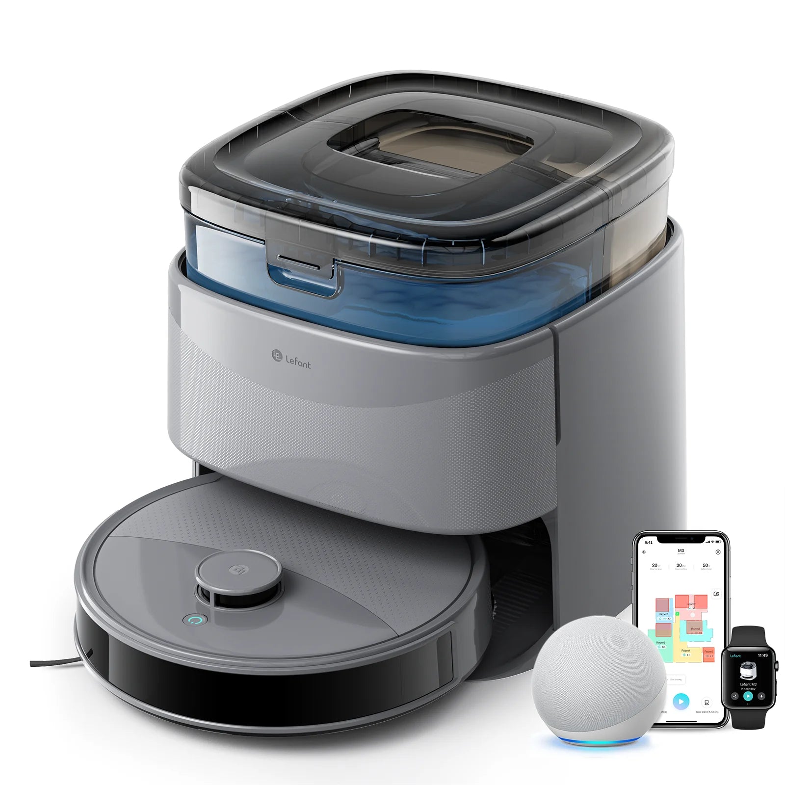 Lefant M3 Max Robot Vacuum, Robot Vacuum and Mop, 20000Pa Suction, Anti-Tangle Brushes, Dual Spinning Mop, Auto Mop...
