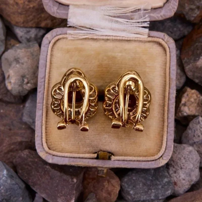 Luxury Super Bright White Cubic Zirconia Vintage Synthetic Gemstone Earrings Women's Gorgeous Elegant Party Jewelry Accessories