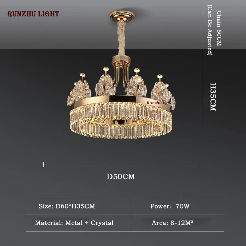 American Light Luxury Crystal Pendant Lamp Postmodern Living Room Lamp Villa Hotel Master Bedroom Lamp Dining Room Lamp